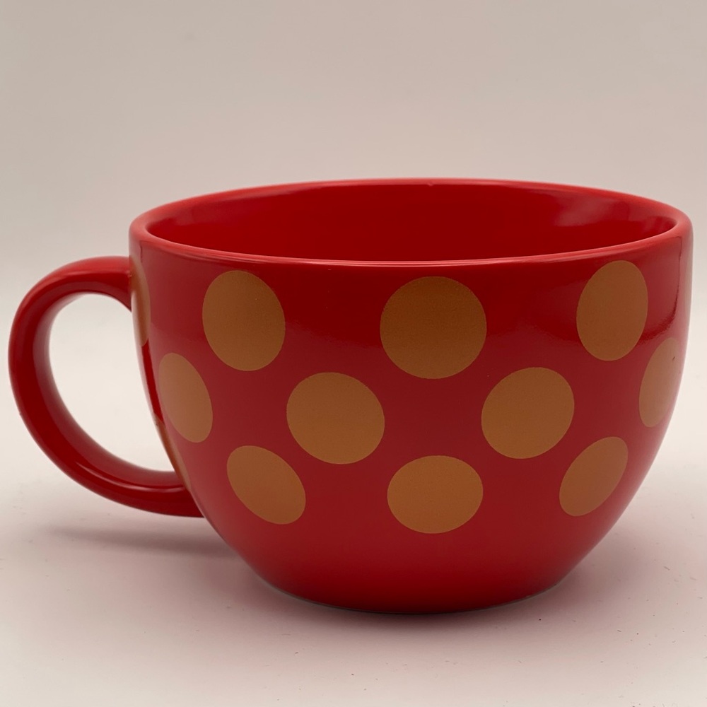 MegaToys “Just for You” Oversized Red & Gold Polka Dot Tea/Coffee/Latte Mug